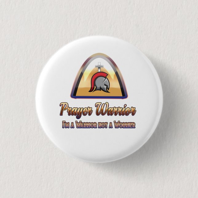 Prayer Warrior Small Round Button for Christians (Front)