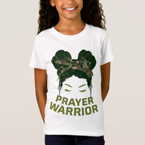 Prayer Warrior Teens Girls Camo Faith God Jesus T_Shirt