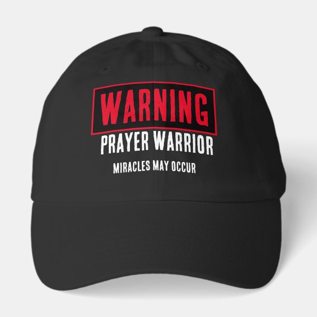 Prayer Warrior Warning Funny Christian Dark Hat (Front)