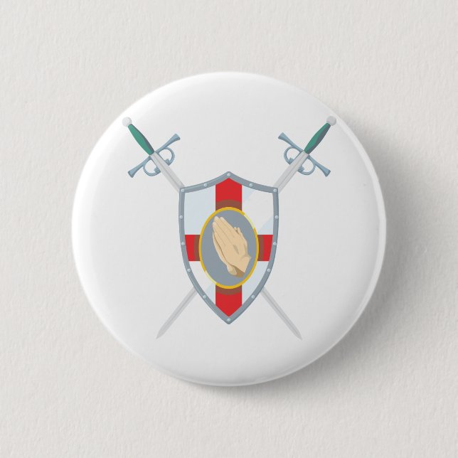 Prayer Warrior With Praying Hands Pinback Button (Front)