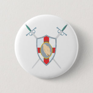 Prayer Warrior With Praying Hands Pinback Button