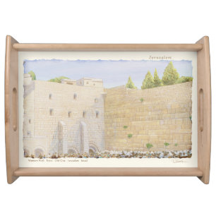 Prayer Western Wall Jerusalem David Old City Art Serving Tray