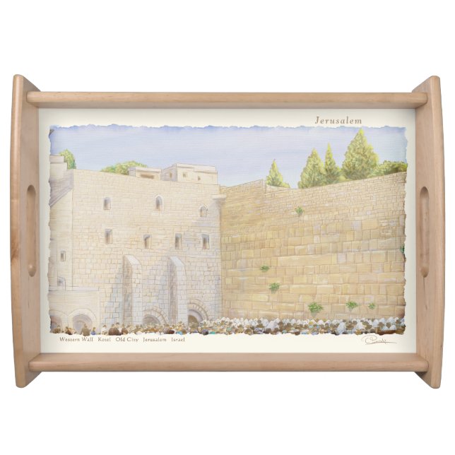 Prayer Western Wall Jerusalem David Old City Art Serving Tray (Front)