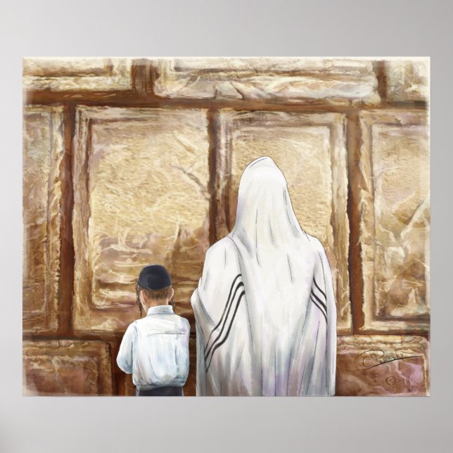 Prayer Western Wall Jerusalem Old City Israel Poster (Front)