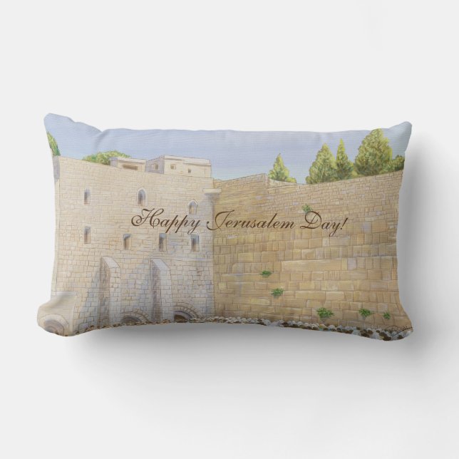 Prayer, Western Wall KOTEL Jerusalem Old City ART Lumbar Pillow (Front)