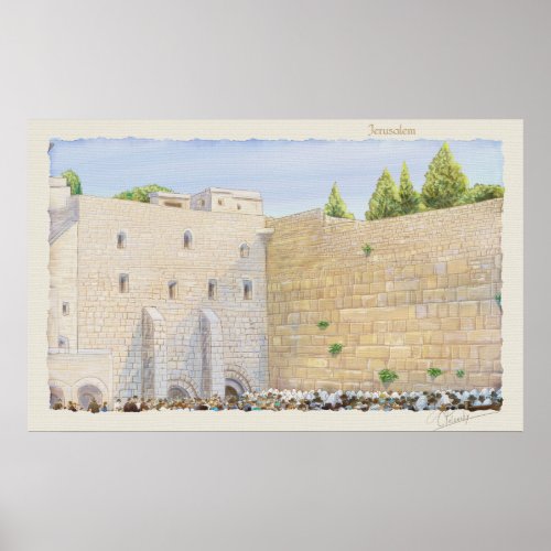 Prayer Western Wall KOTEL Jerusalem Old City Art Poster
