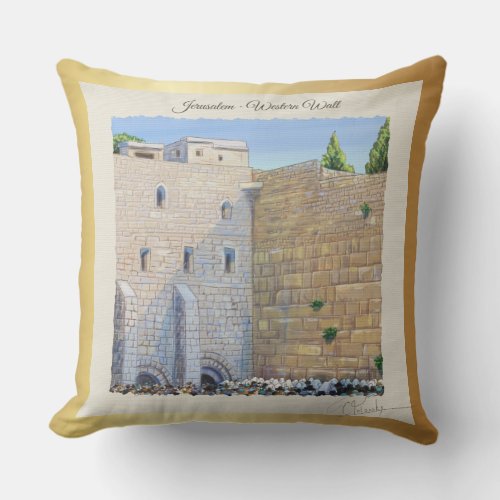 Prayer Western Wall KOTEL Jerusalem Old City ART Throw Pillow