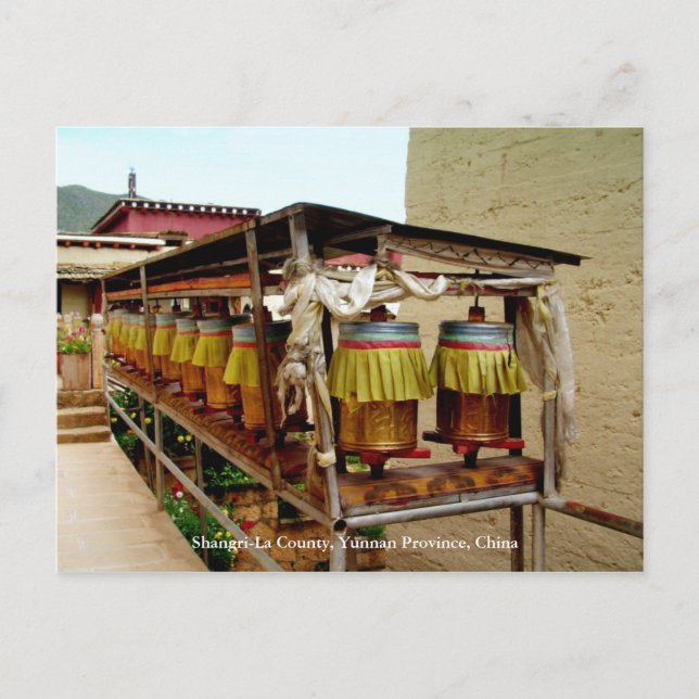 Prayer Wheel,Shangri-La County,Yunnan,China Postcard (Front)