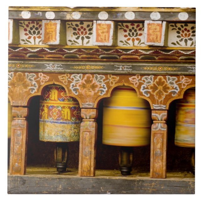 Prayer Wheels, Mani Wheel at Trongsa Dzong, Ceramic Tile (Front)