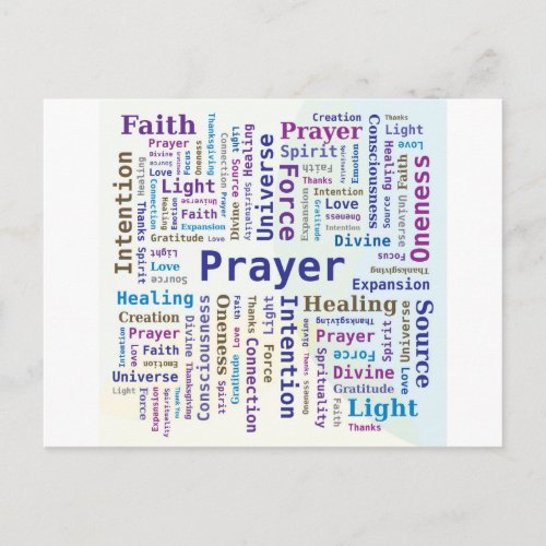 Prayer Word Cloud Multicolored Postcard