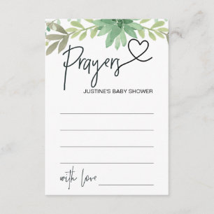 Prayers For Baby Shower Wish Card Green Succulents