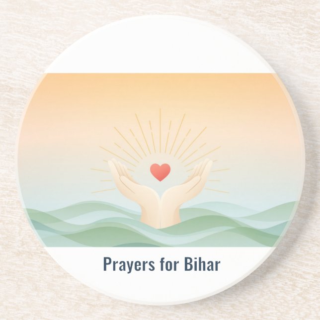Prayers for Bihar Sandstone Coaster (Front)
