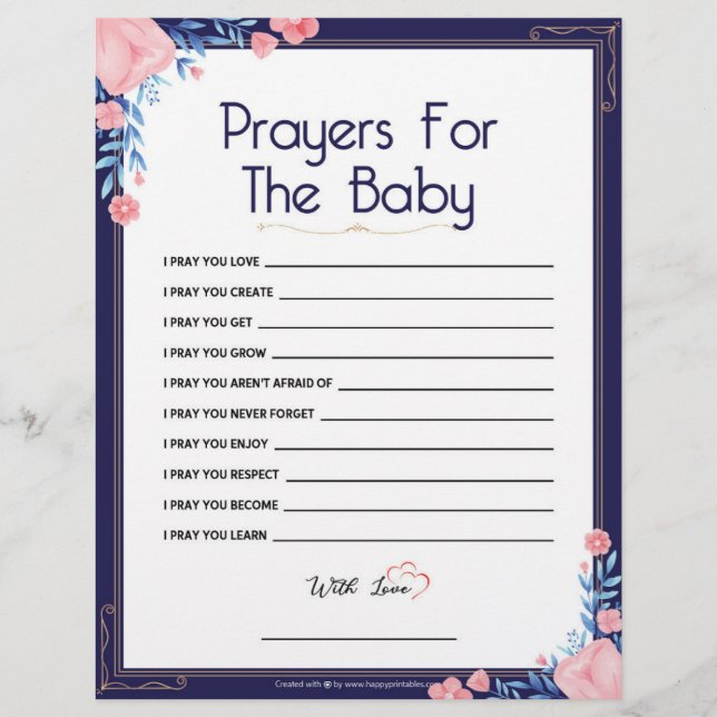 Prayers For The Baby [Floral Frame] Letterhead (Front)