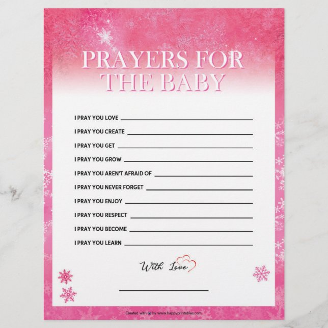 Prayers For The Baby [Snowy Pink] Letterhead (Front)