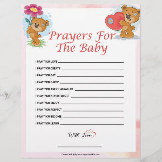 Prayers For The Baby [Teddy Bears] Letterhead