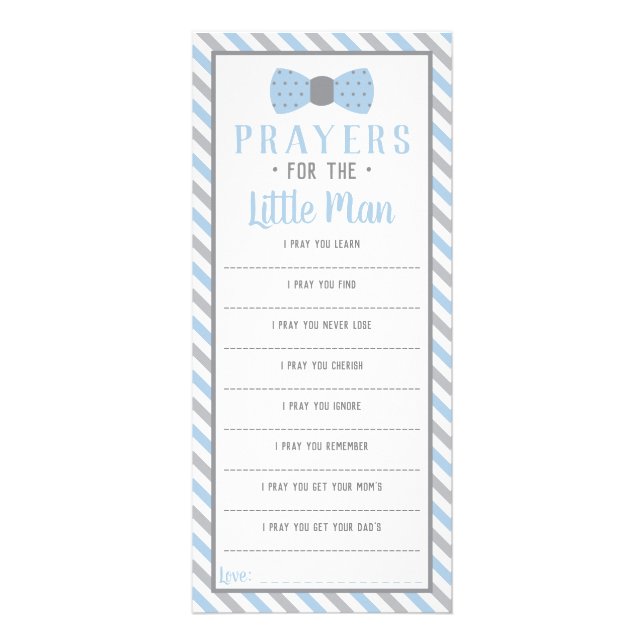 Prayers for the Little Man, Baby Blue, Gray Rack Card (Front)