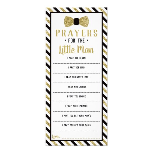 Prayers for the Little Man Black Faux Gold Rack Card