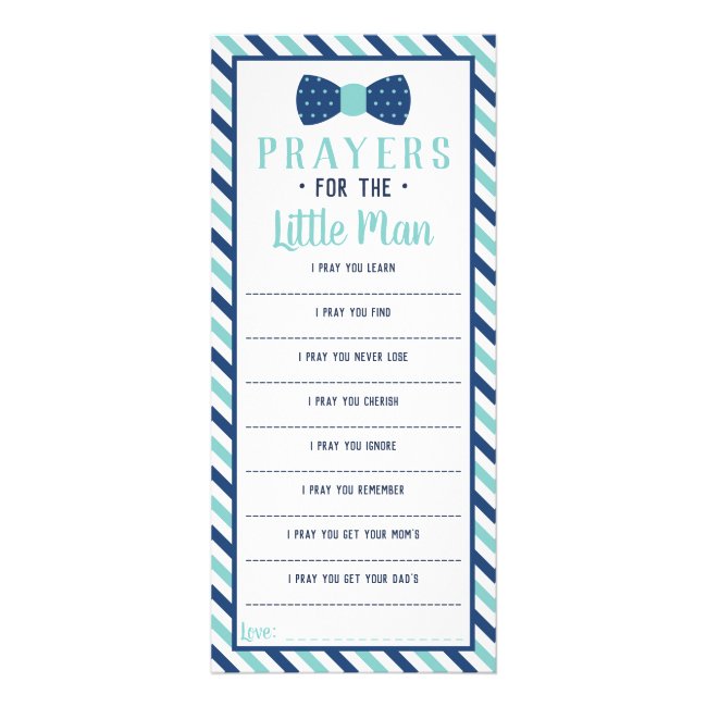 Prayers for the Little Man, Navy, Turquoise Rack Card