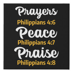 Prayers, Peace, Praise Philippians 4:6-8 Faux Canvas Print