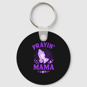 Prayin Mama Christian Mom Religious Praying Hands Keychain