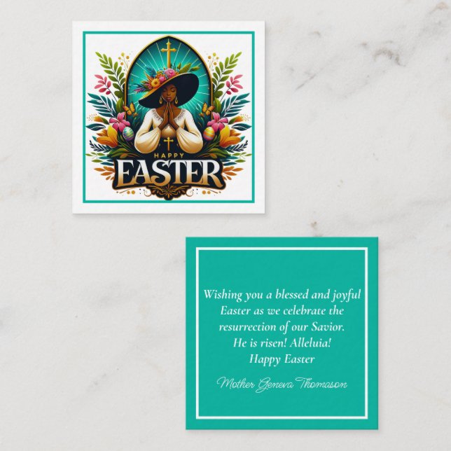 Praying African American Woman Religious Easter Enclosure Card (Front/Back)