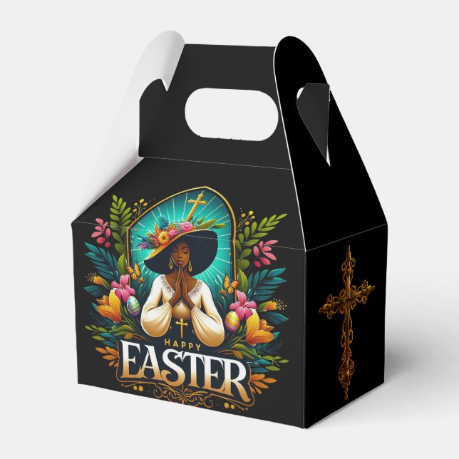Praying African American Woman Religious Easter Favor Boxes (Front Side)