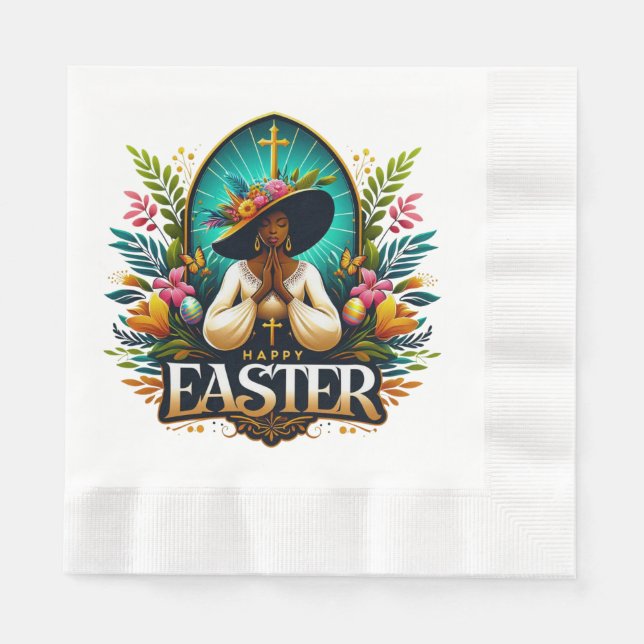 Praying African American Woman Religious Easter Napkins (Front)