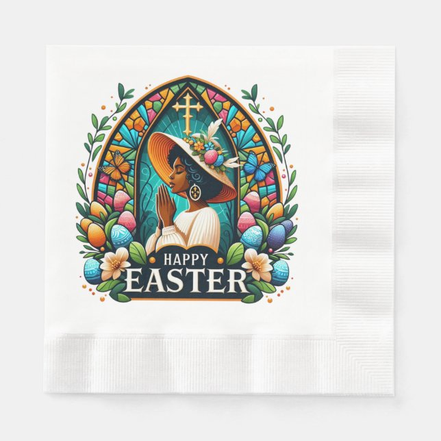 Praying African American Woman Religious Easter Napkins (Front)