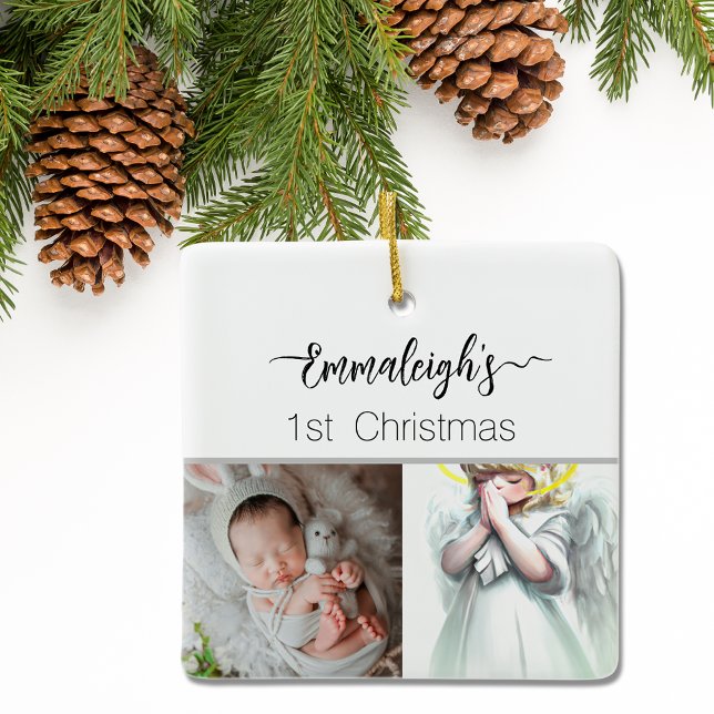Praying Angel 1st Christmas Fully Custom Ceramic Ornament (Creator Uploaded)