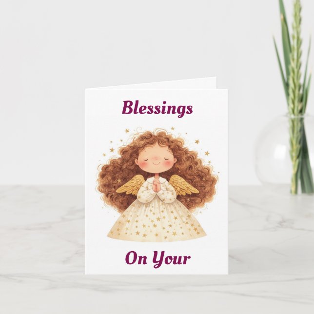 Praying Angel Birthday Greeting Card (Front)