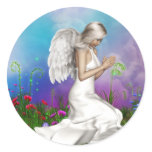 Praying Angel Classic Round Sticker