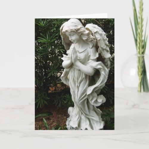 Praying Angel in Garden Christian Greeting Card