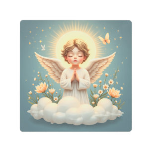 praying angel metal print