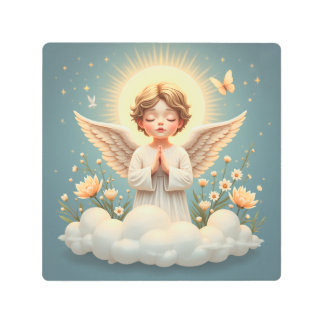 praying angel metal print