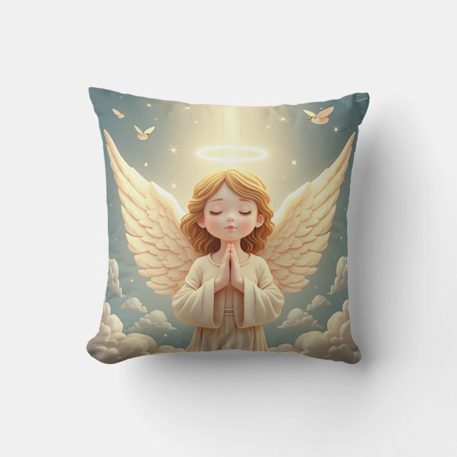 praying angel throw pillow (Front)