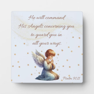 Praying Angel with Psalm 91:11 Plaque