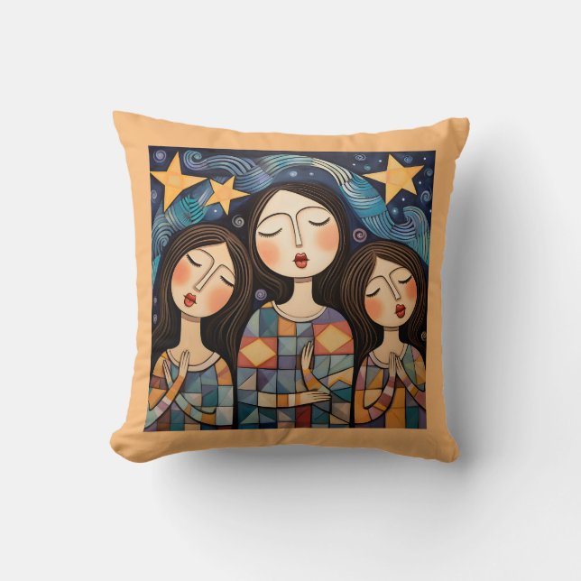 Praying angels decor throw pillow decorative (Front)