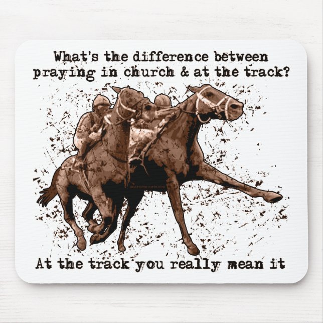 Praying at horse races mouse pad (Front)