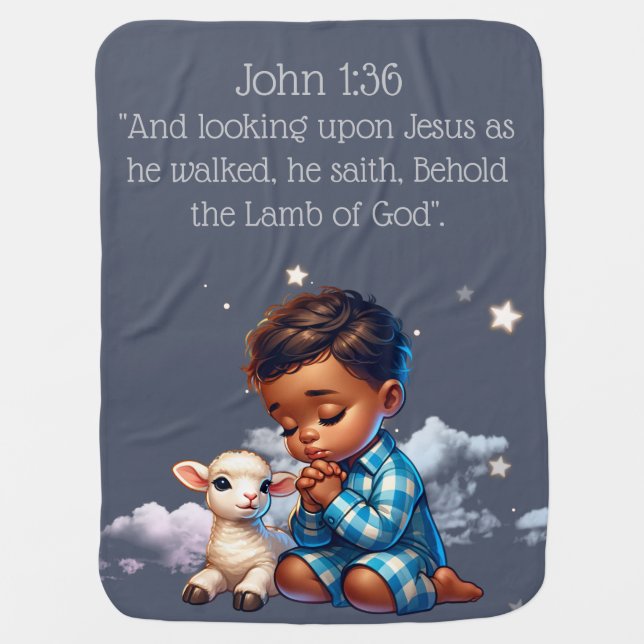 Praying Bible Scripture Baby Blanket (Front)