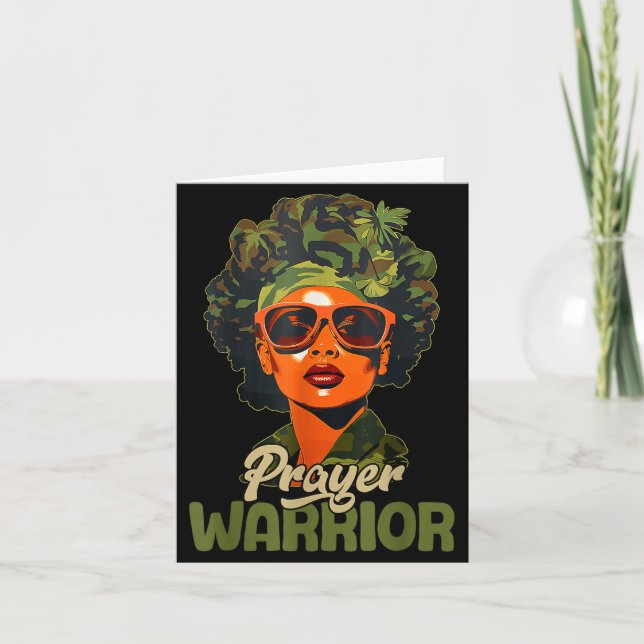 Praying Black Woman Afro Christian Sayings Prayer  Card (Front)
