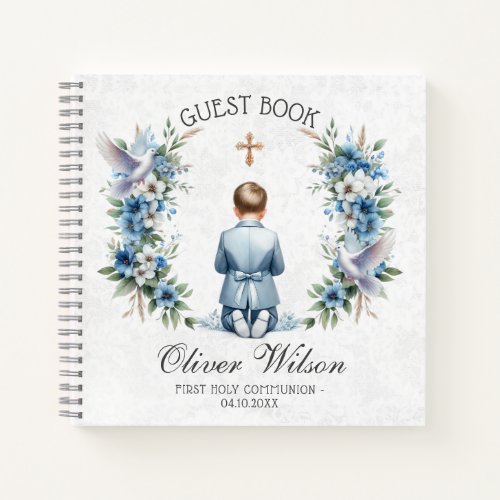 Praying Boy First Holly Communion Guest Book