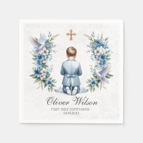 Praying Boy Holy Communion Paper Napkin