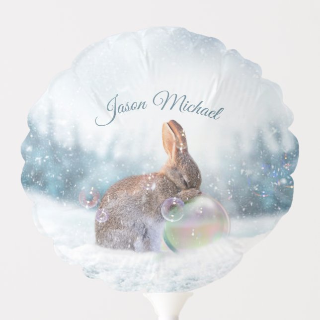 Praying Bunny Rabbit Christmas Baptism Balloon (Front)