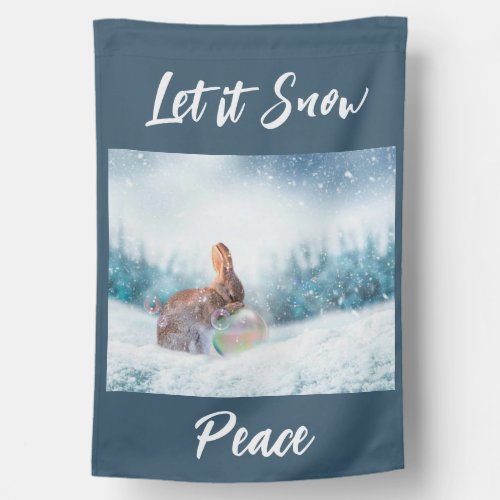 Praying Bunny Winter Christmas House Flag