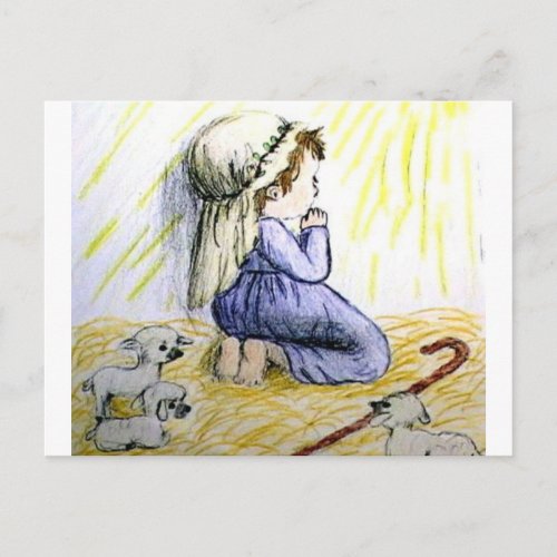 praying child Christmas Holiday Postcard