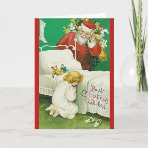 Praying Child Classic Santa Christmas Card