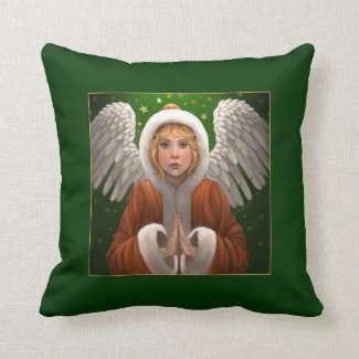 Praying Christmas Angel Throw Pillow