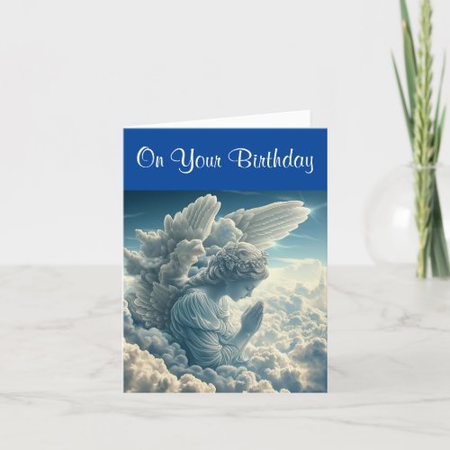Praying Cloud Angel Birthday Greeting Card