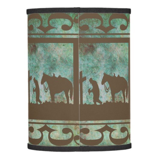 Praying Cowboy At The Cross with Horse Lamp Shade (Back)