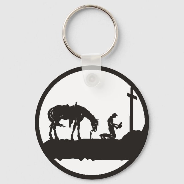 praying cowboy keychain (Front)